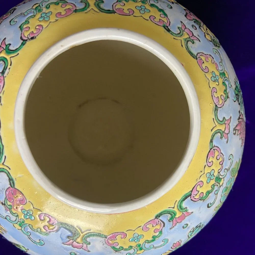 Famille Vintage CHINOISERIE Chinese Enameled Ginger Jar Large 12.3/4